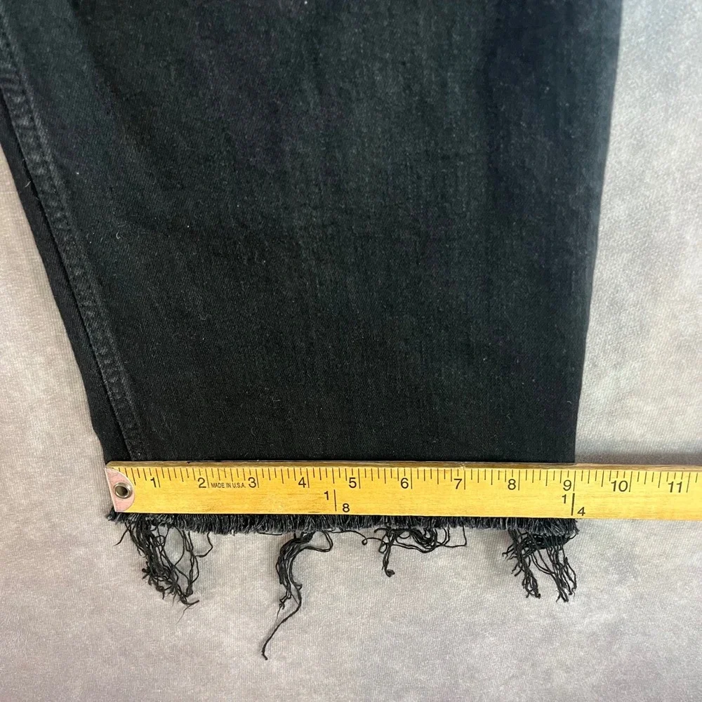 Reformation Emma High Rise Wide Leg Jeans Women‎ 31 Black Raw Hem Denim Casual